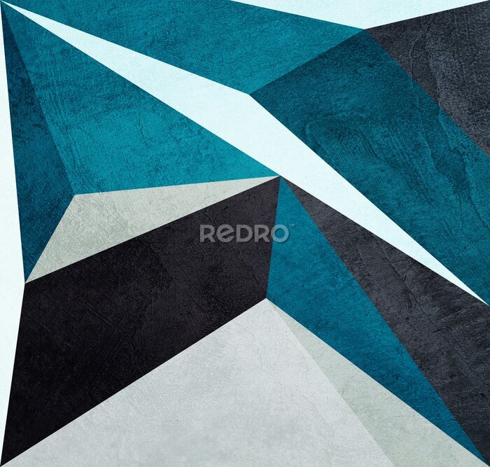 Tableau  Géométrie 3d turquoise
