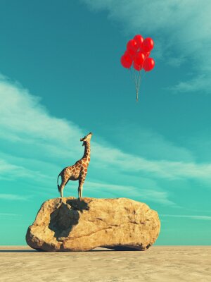 Tableau  Girafe et ballons