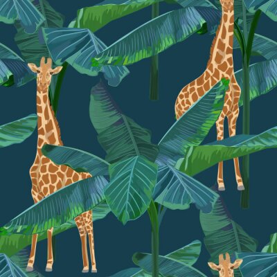 Girafe et feuilles de palmier