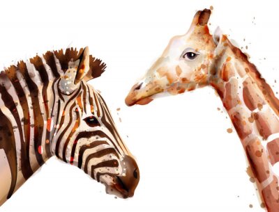 Tableau  Girafe et zèbre