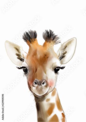 Tableau  Girafe sur fond blanc