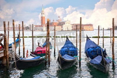 Tableau  Gondoles amarrées à Venise