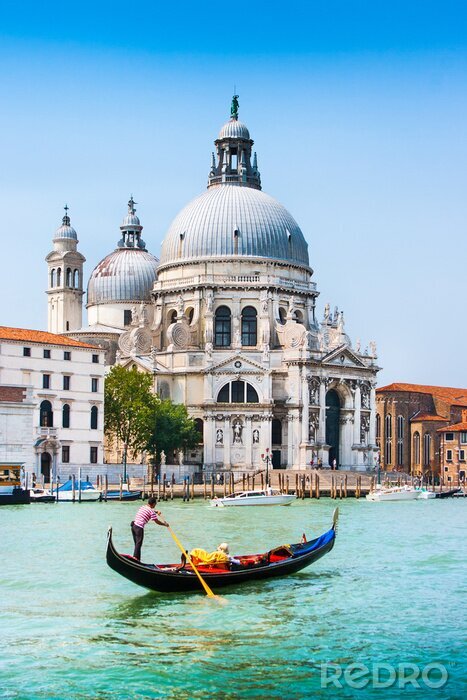 Tableau  Gondolier et basilique de Venise en arrière-plan