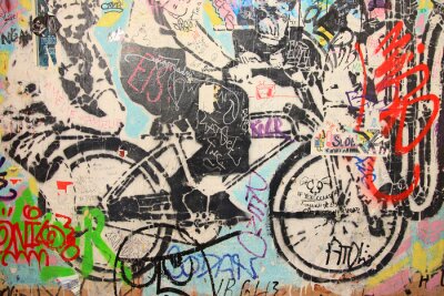 Tableau  Graffiti avec un vélo