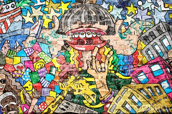 Tableau  Graffiti en couleurs 3D