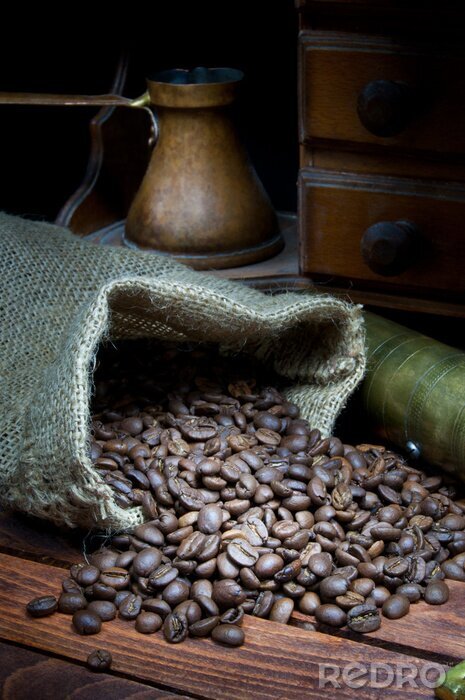 Tableau  Grains de café en sac