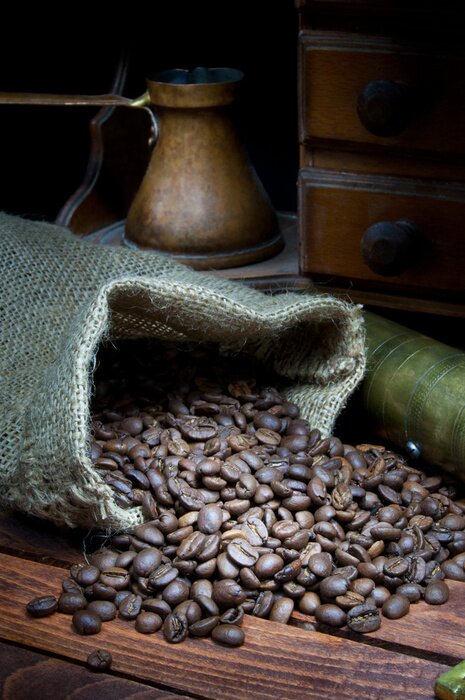 Tableau  Grains de café en sac