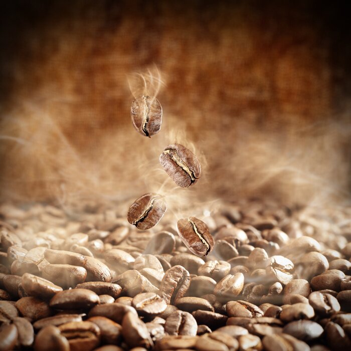 Tableau  Grains de café et fumée