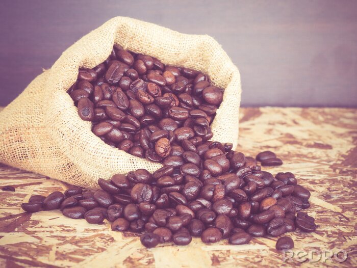 Tableau  Grains de café sortant d'un sac