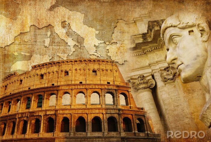 Tableau  grand empire romain - collage conceptuel dans le style rétro