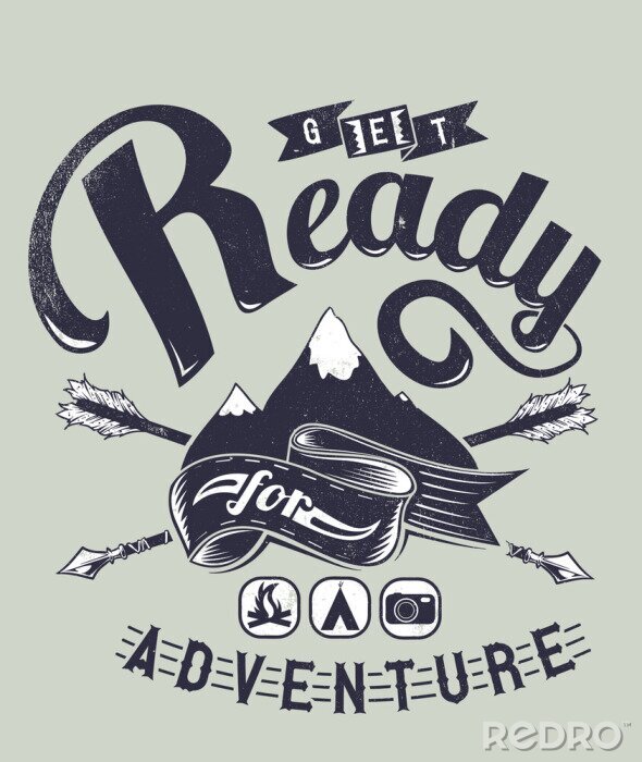 Tableau  Graphiques de montagne et lettrage d'aventure