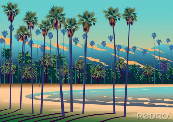 Tableau  Graphiques de palmiers en Californie
