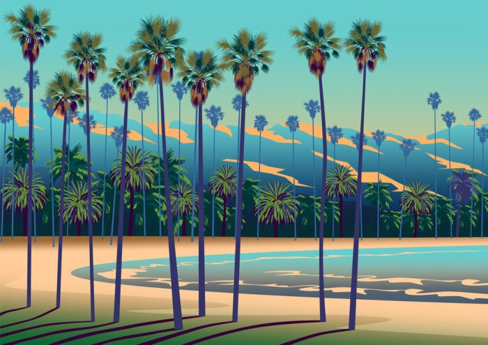 Tableau  Graphiques de palmiers en Californie