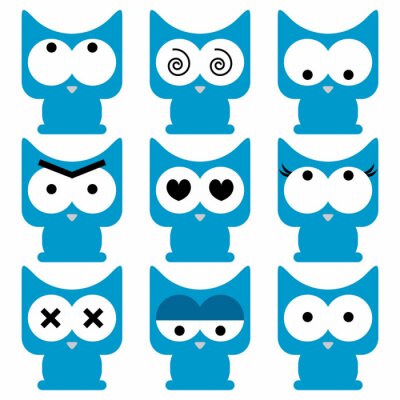 Graphiques minimalistes amusants de chats bleus