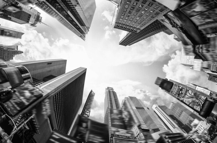 Tableau  Gratte-ciel panoramiques vus en contre-plongée