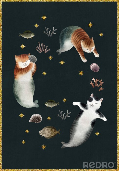 Tableau  Greeting postcard with cats