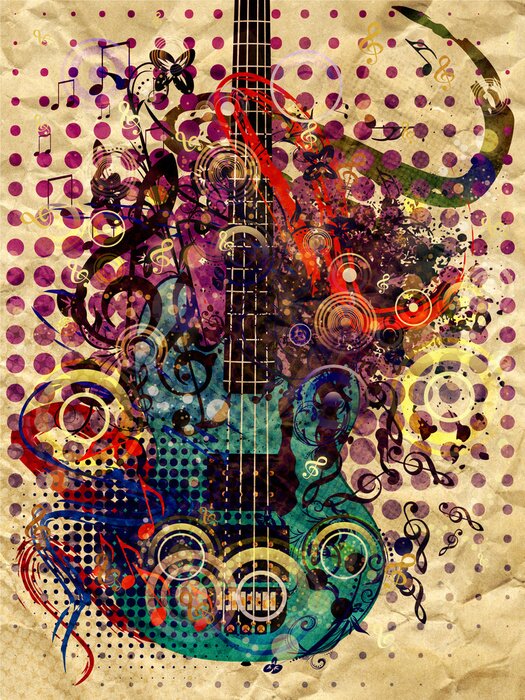 Tableau  Grunge, fond, musique de guitare