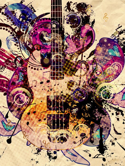 Tableau  Grunge, fond, musique de guitare