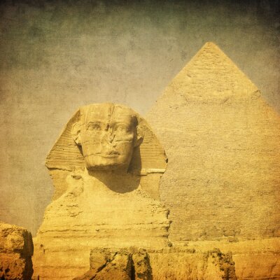 Tableau  grunge image de sphinx et la pyramide
