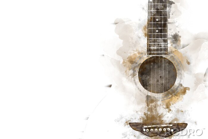 Tableau  Guitare abstraite à l'aquarelle