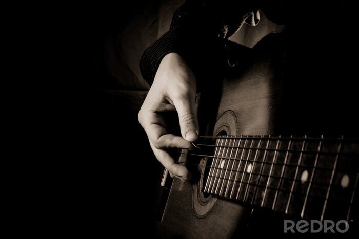 Tableau  Guitare sur fond noir