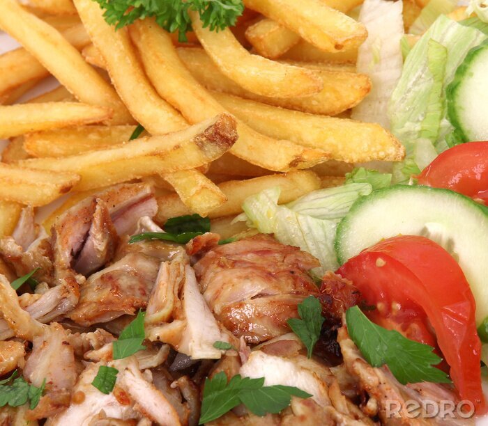 Tableau  gyros avec français frites et salade