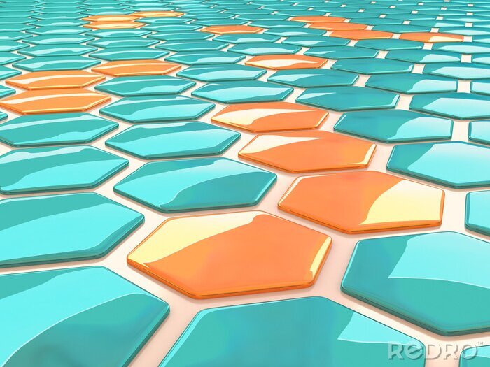 Tableau  Hexagones 3d colorés