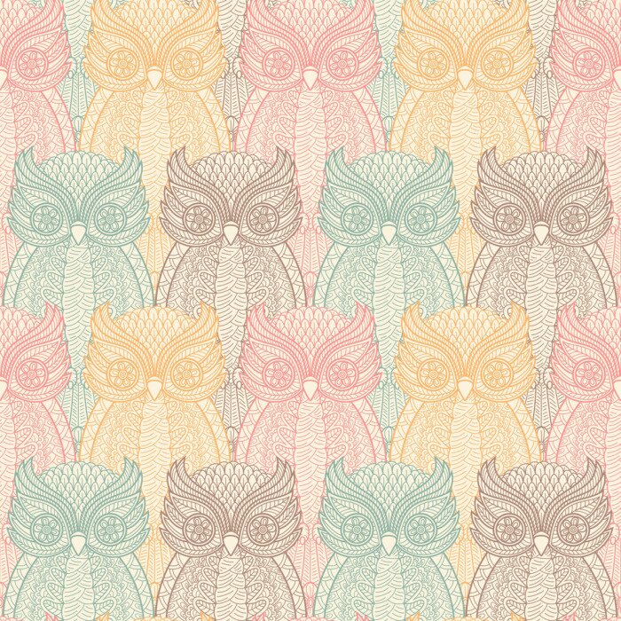 Tableau  Hiboux à motifs colorés