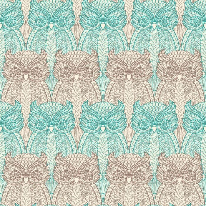 Tableau  Hiboux à motifs en deux couleurs