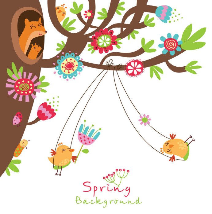 Tableau  Hiboux se balançant sur un arbre