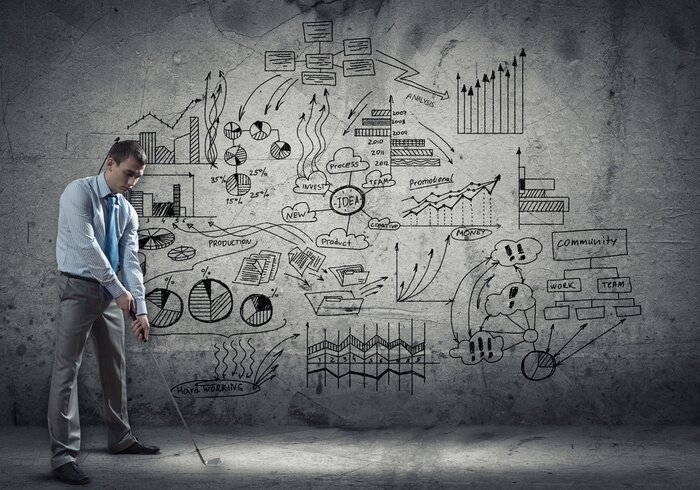 Tableau  Homme affaires, jouer, golf