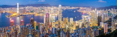 Tableau  Hong Kong Skyline au crépuscule Panorama