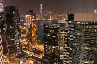 Tableau  Hong Kong toits de la ville la nuit
