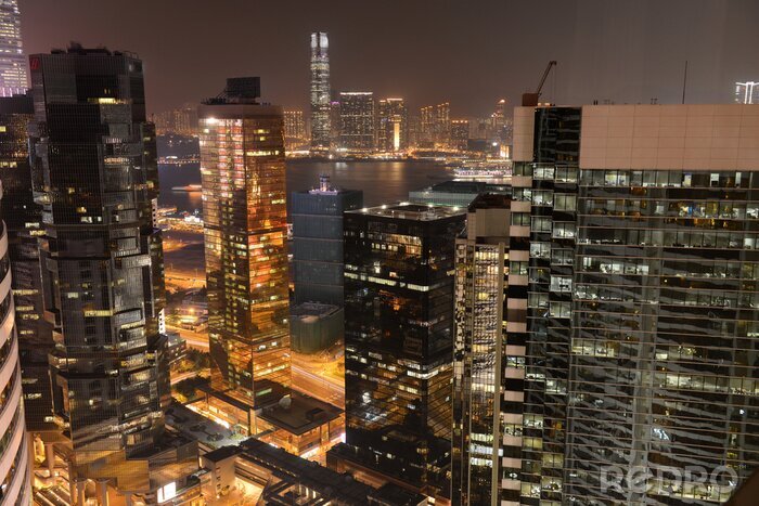 Tableau  Hong Kong toits de la ville la nuit