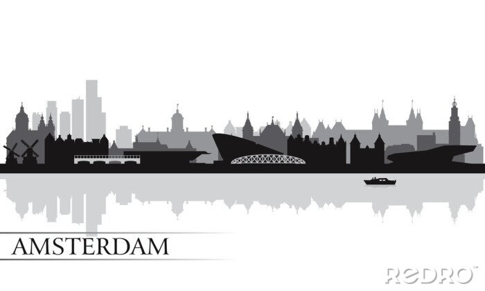 Tableau  Horizon d'Amsterdam noir et blanc