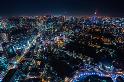 Tableau  Horizon de nuit de Tokyo avec des lumières