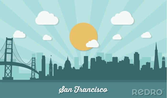 Tableau  Horizon de San Francisco - design plat