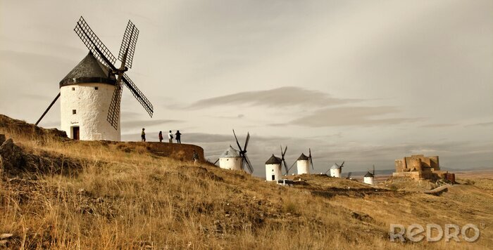 Tableau  Île espagnole avec moulins à vent