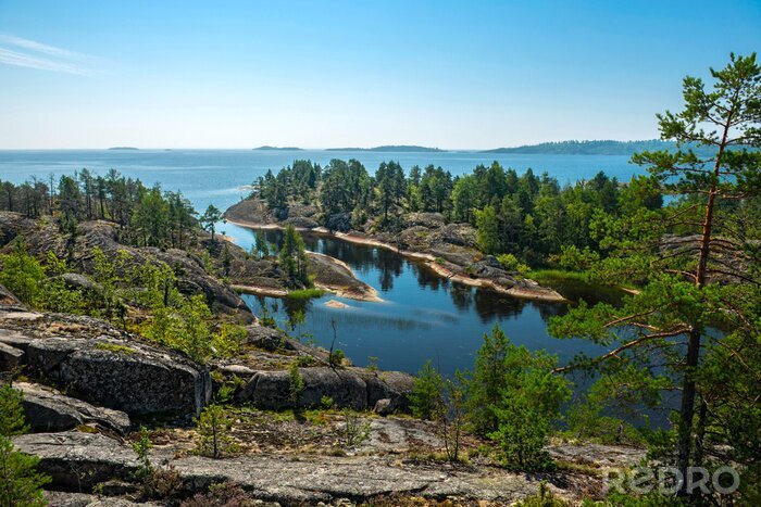 Tableau  îles rocheuses du lac Ladoga