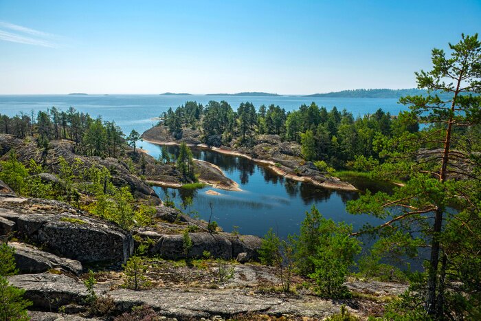 Tableau  îles rocheuses du lac Ladoga
