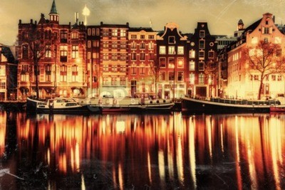 Tableau  Illumination nocturne à Amsterdam
