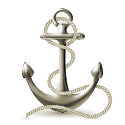 Illustration 3d de l'ancre enveloppée de corde