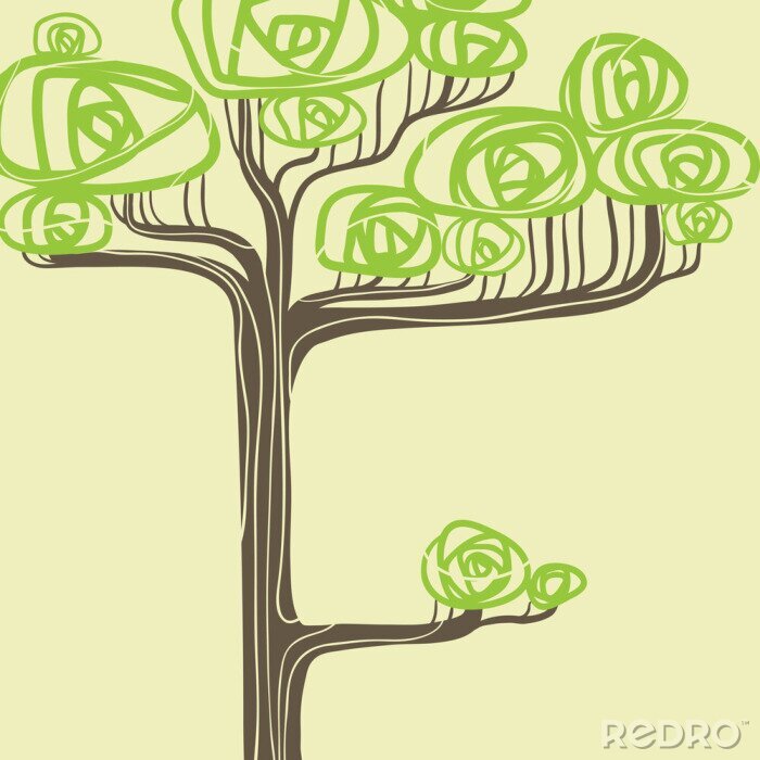 Tableau  Illustration avec un arbre vert