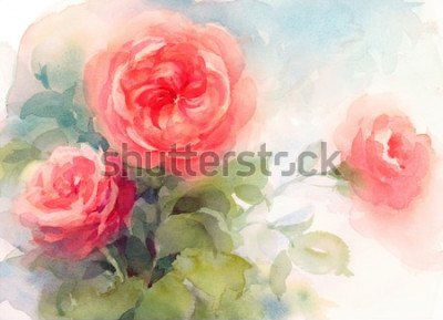 Tableau  Illustration avec une rose à l'aquarelle