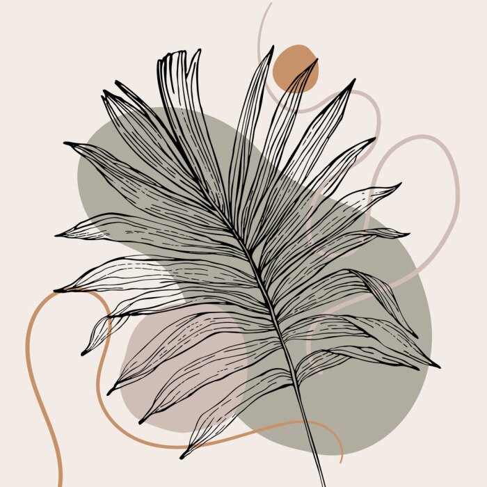 Tableau  Illustration bohème avec feuille