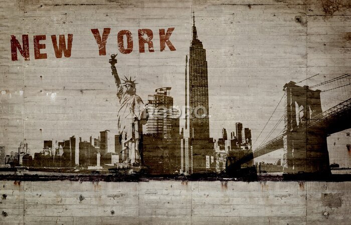 Tableau  illustration d'un graffiti sur un mur de béton de la ville de New york