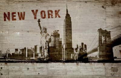 Papier peint  Illustration d'un graffiti sur un mur de béton de la ville de New york