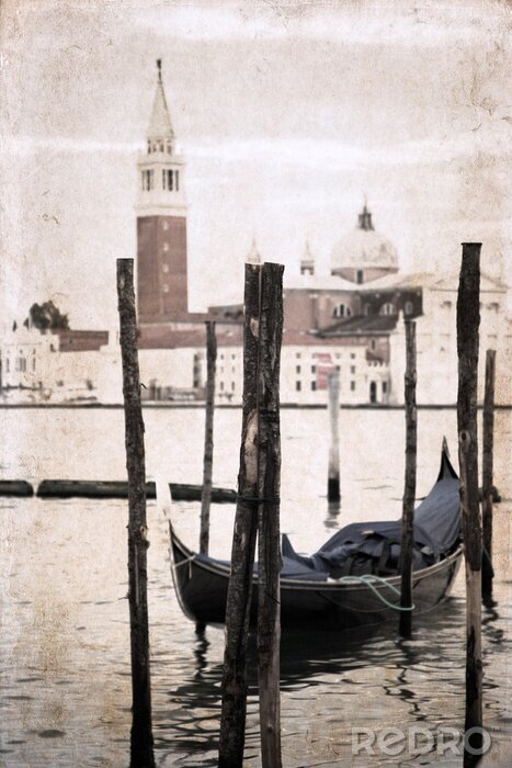 Tableau  illustration dans le style rétro, Venise