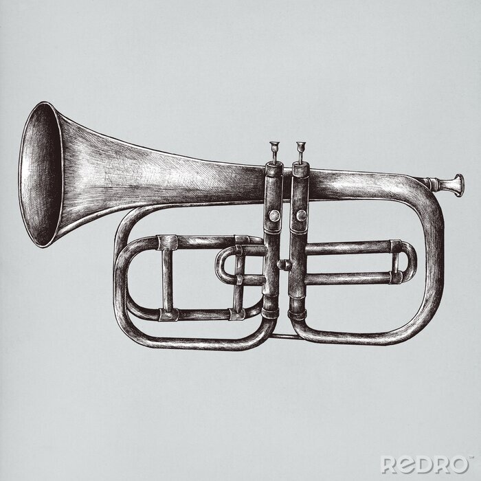 Tableau  Illustration de style vintage en laiton trompette