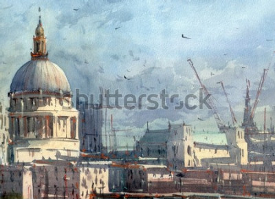 Tableau  Illustration de ville aquarelle